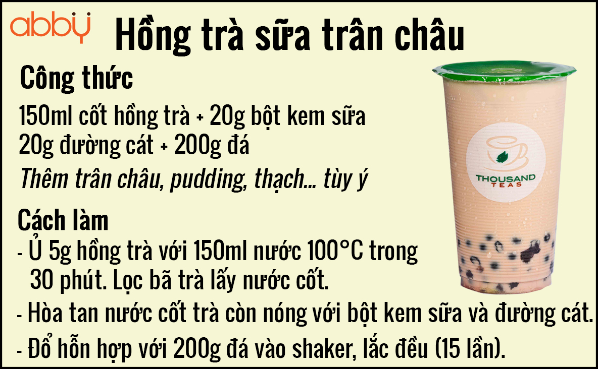 Cách pha trà sữa bằng bột kem béo Thái Lan